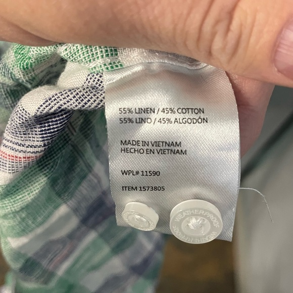 Weatherproof vintage Green Plaid Men's Shirt linen blend size XXL - Picture 3 of 8